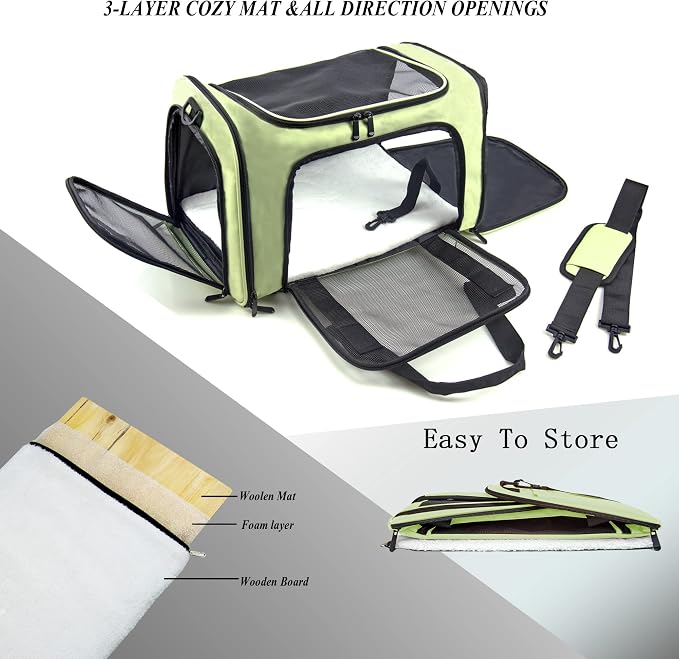 Soft Sided Carrier for Small Medium Cats Dogs, TSA Airline Approved Collapsible - Image 2