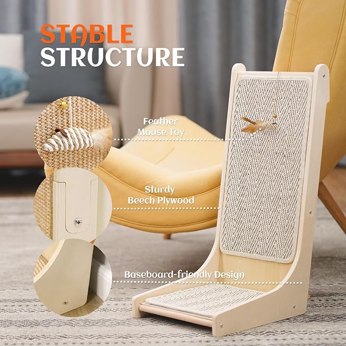 PETKARAY 105° Cat Scratcher, Sisal Kitty Scratch Pad, L Shape Scratching Board - Image 4