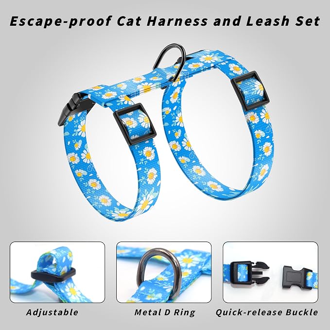 Cat Harness and Leash Set, Adjustable Kitten Harness Escape Proof Cats Harness - Image 4