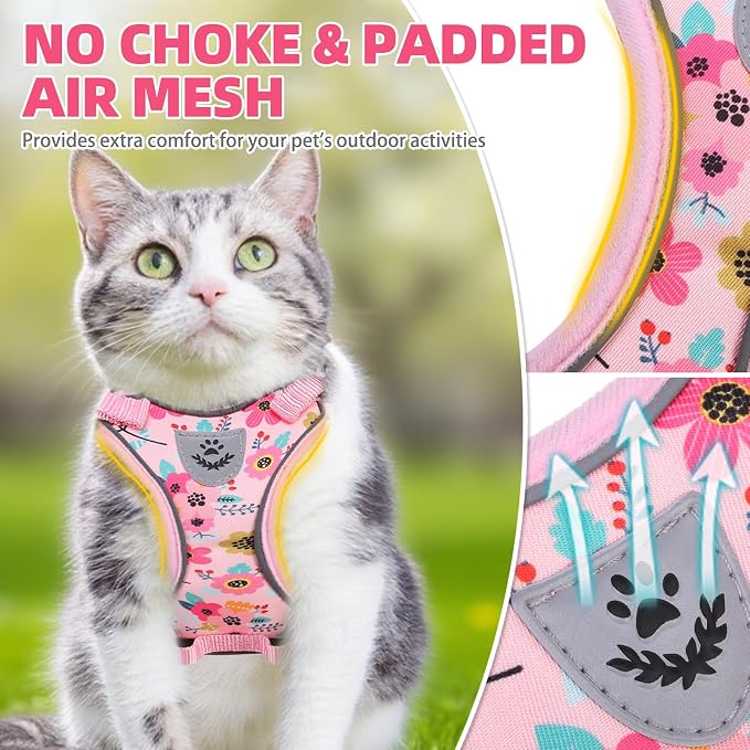 PUPTECK Cat Harness and Leash Set Escape Proof Reflective Cat Walking Harness - Image 3