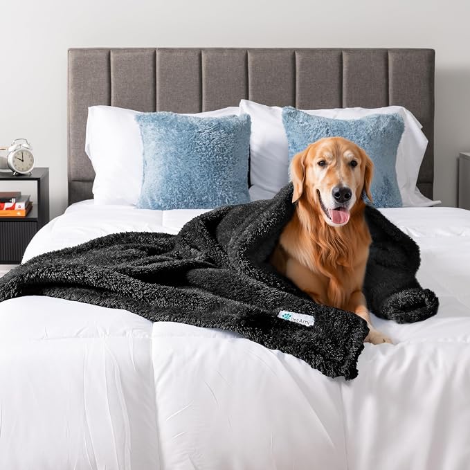 PetAmi Dog Blanket for Large Medium Dogs Black, Fluffy Soft Puppy Blanket - Image 2