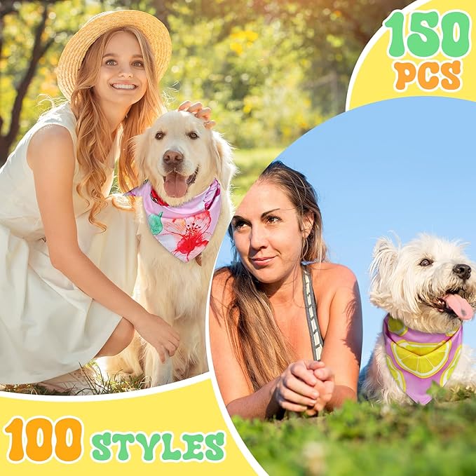 150 Pcs Spring Dog Bandanas Bulk Pet Bibs Colorful Triangle Scarf Pet Bandanas - Image 4