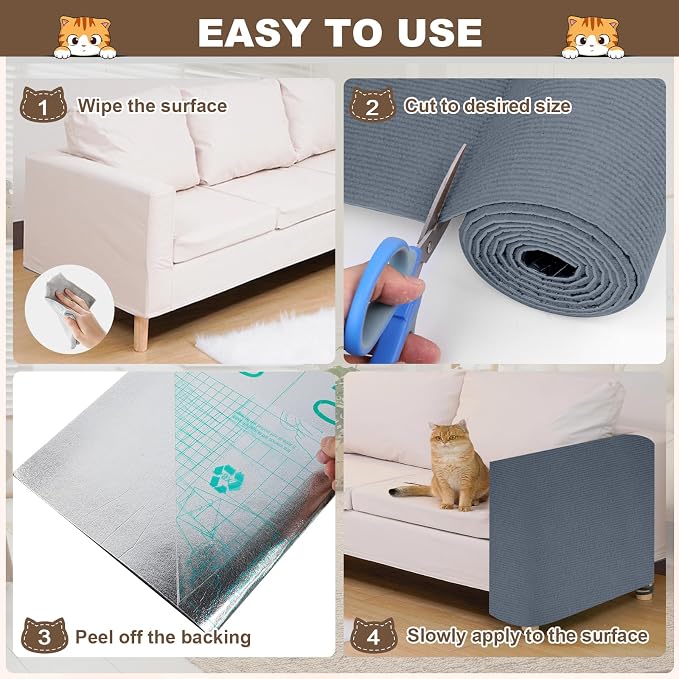 Cat Scratch Furniture Protector, 78.7"x15.8" Cat Scratching Mat, Trimmable - Image 6