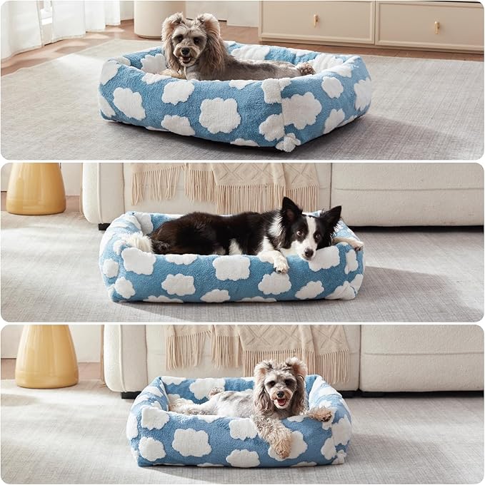 JOEJOY Cute Dog Bed Medium Size Dog, Rectangle Soft Furry Dog Beds - Image 6