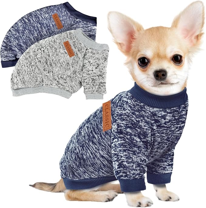 2 Pcs Dog Sweaters for Small Dogs Girl Boy Winter Fleece Clothes Warm Soft Dog by BAOBICUTE