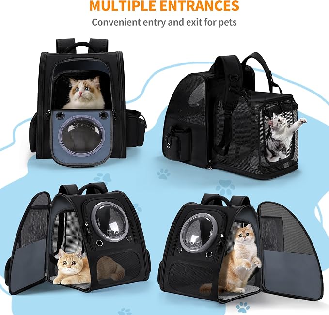 Dogs Backpack Carrier, Expandable Cat Carrier Backpack, Breathable Bubble Pet - Image 4