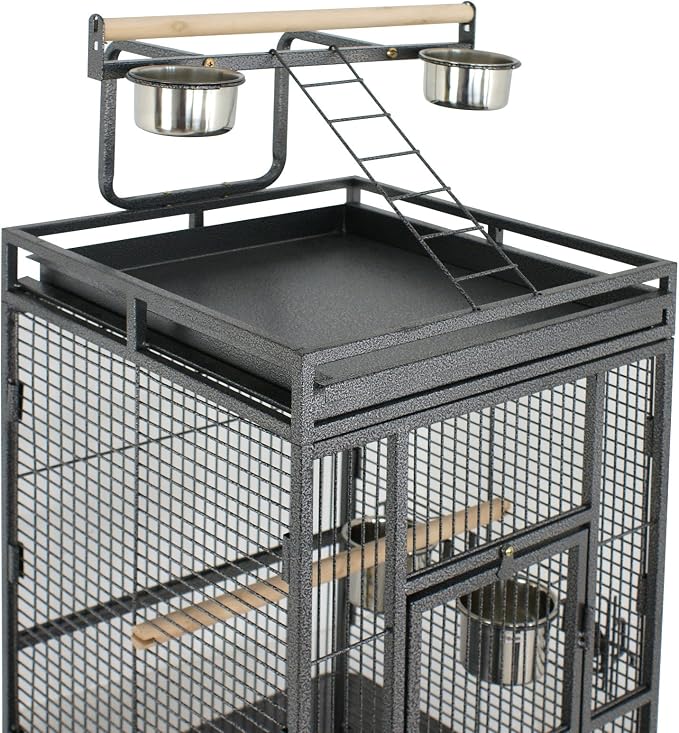 ZENY 61-inch Playtop Parrot Bird Cages, Wrought Iron Large Birdcage - Image 6