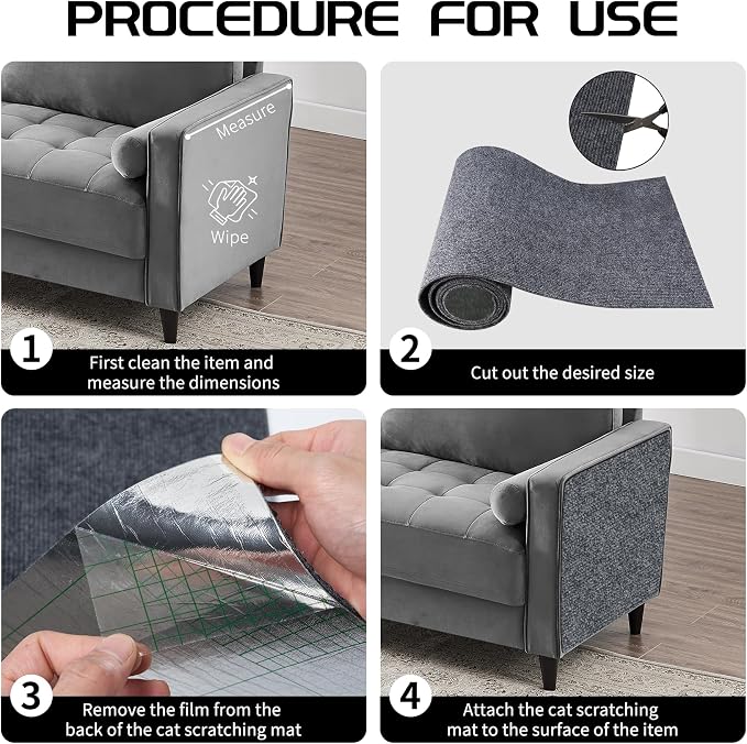 2 Pcs Total 78.8"x15.8" Cat Scratch Mat, Cat Scratch Couch Furniture Protector - Image 4