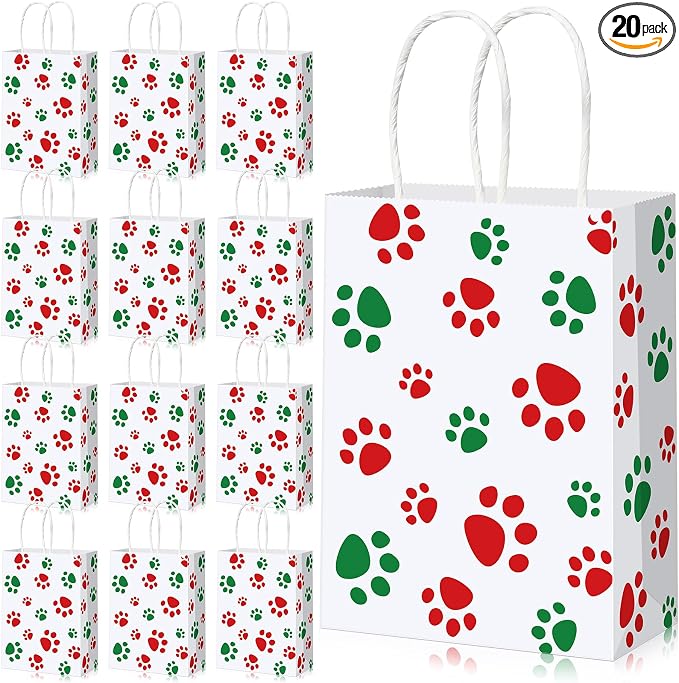 Blulu 20 Pcs Christmas Red Green Puppy Dog Paw Gift Bags by Blulu