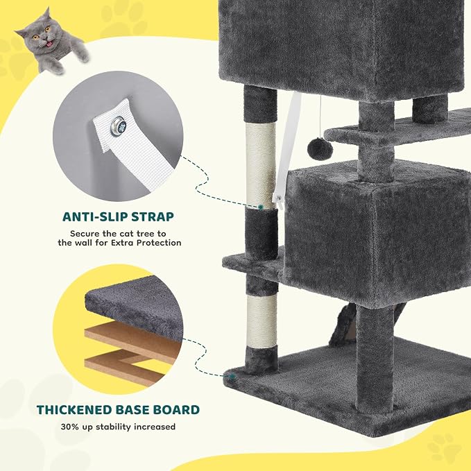 Cat Tree 54 Inch, Sisal Scratching Posts and Climbing Ladder, Pet Play Toy - Image 6