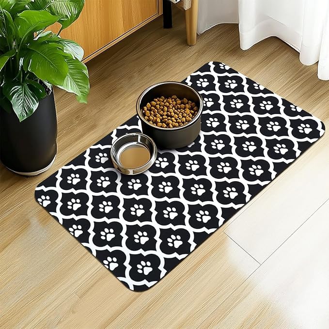 Dog Food Mat 12X20 Inch Pet Feeding Absorbent Mats by Xspatroias