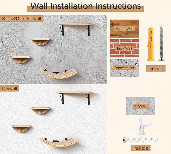 Curved Cat Wall Hammock with Scratchable Sisal Pad, Large Floating Cat Shelf - Image 9