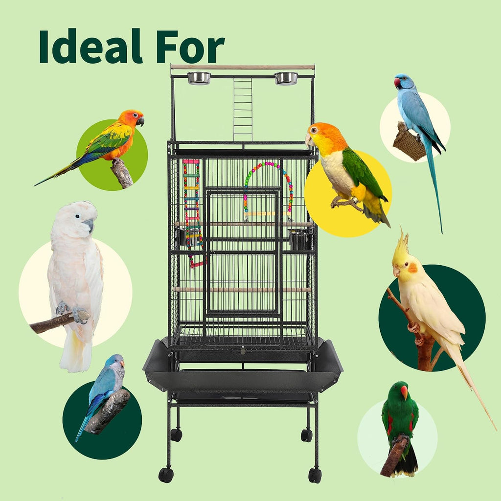 68 Inch Large Bird Cage with Playtop and Stand - GlobalHabitat Supply