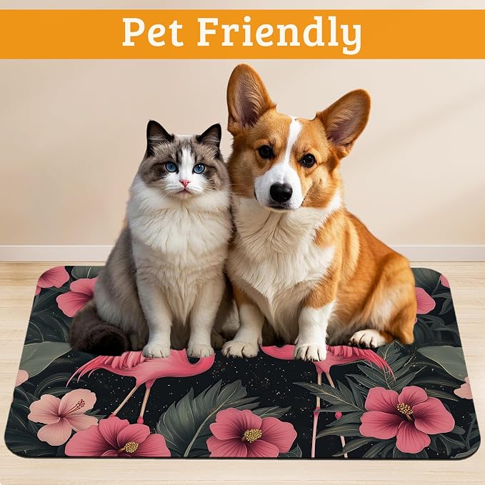 Pet Feeding Mat, Non-Slip Water Bowl Placemat, Pet Supplies 12" x 20" - Image 2