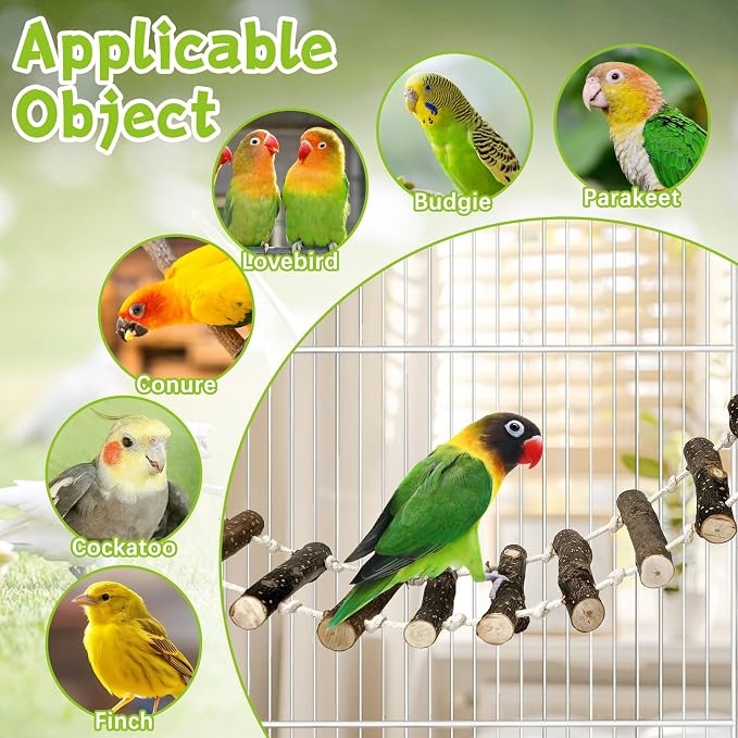 BNOSDM Birds Rope Ladder Toy 2Pcs Wooden Bird Hanging Ladders Pet Climbing - Image 7