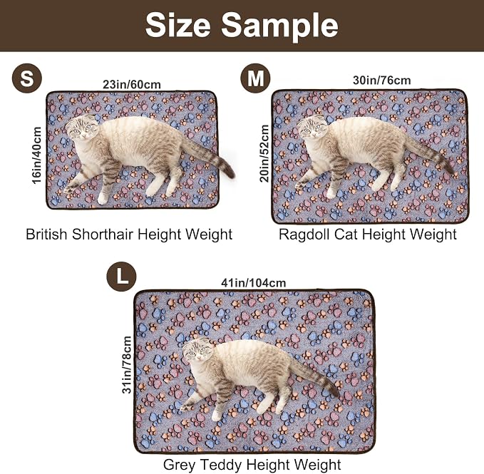 Dono 1 Pack 3 Dog Blankets for Small Dogs, Soft Fluffy Paw Print Pattern Fleece - Image 2