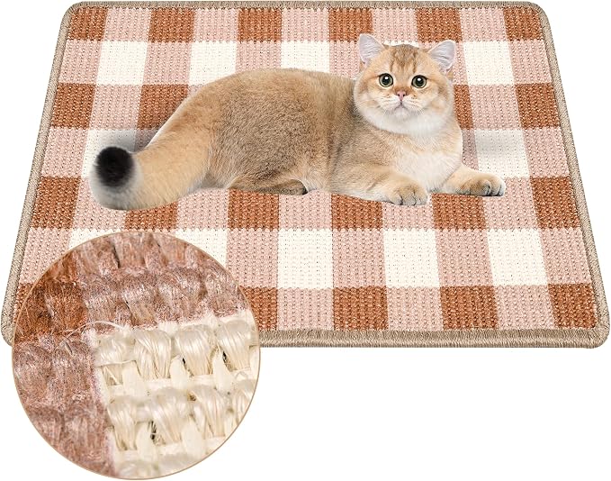 Cat Scratcher Mat, 23.6x15.7 Inch Natural Sisal Cat Scratch Pad, Horizontal Cat by LESISSMER