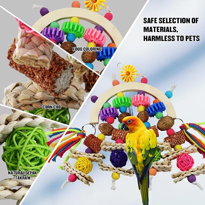 Bird Toys - Natural Corncob Wood & Mango Chew Toys - Image 2