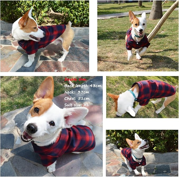 Koneseve Dog Shirt Pet Plaid Clothes T-Shirt Sweater Matching Breathable - Image 6