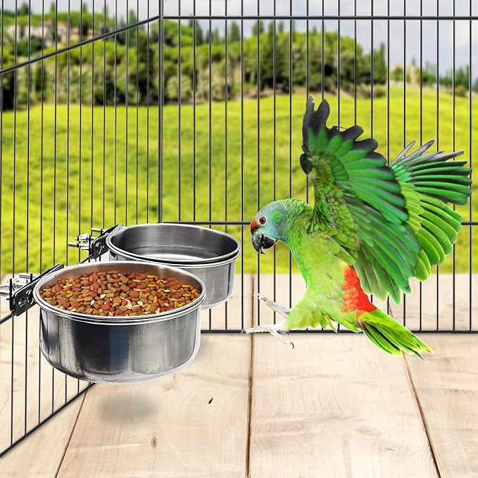 PINVNBY 2pcs Stainless Steel Bird Bowl Feeding Dish Cups - Image 4
