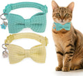 Cat Collar Breakaway with Bells, Soft Cotton Cat Bowtie Collar by DILLYBUD