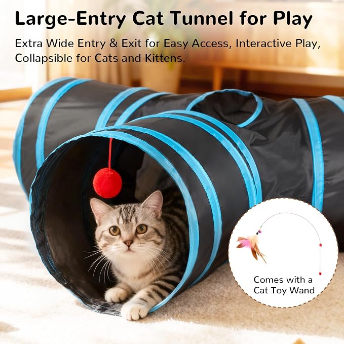 Tempcore Pet Tunnel Tube Cat Toys 3 Way Collapsible, Cat Tunnels - Image 3