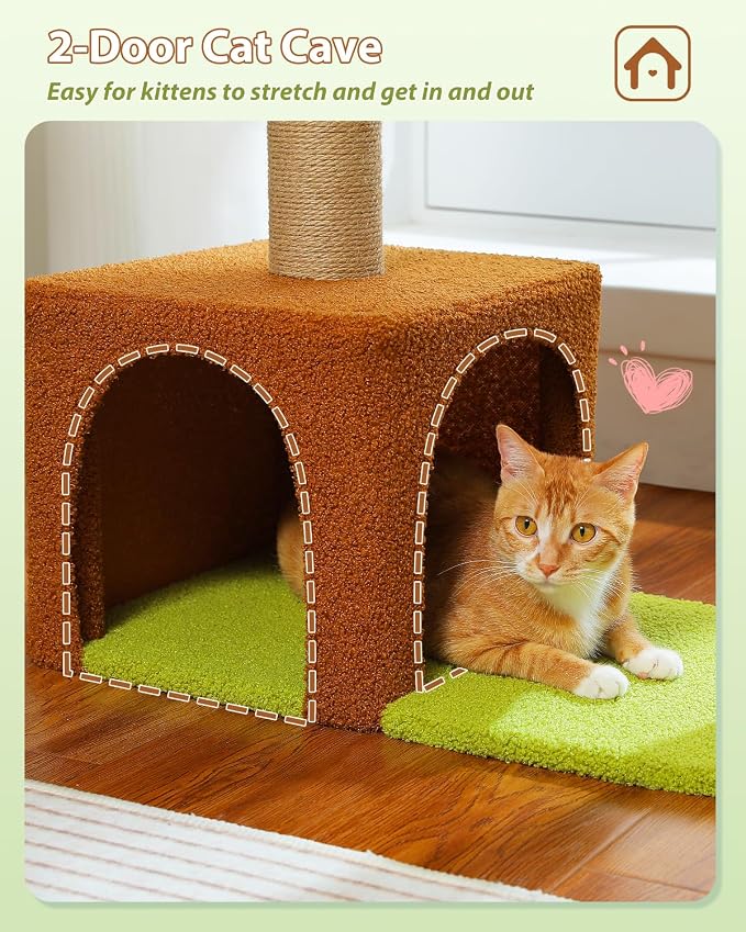 Flower Cat Tree with Sisal Scratching Posts, Cat Condo with Removable Flower Bed - Image 5