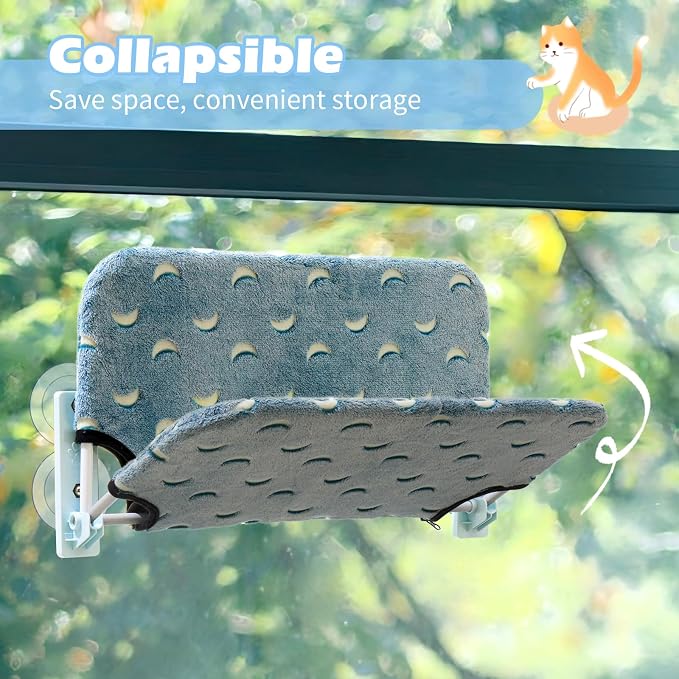 Glow in The Dark Cat Window Perch, Large Foldable Hammock Bed - Image 2