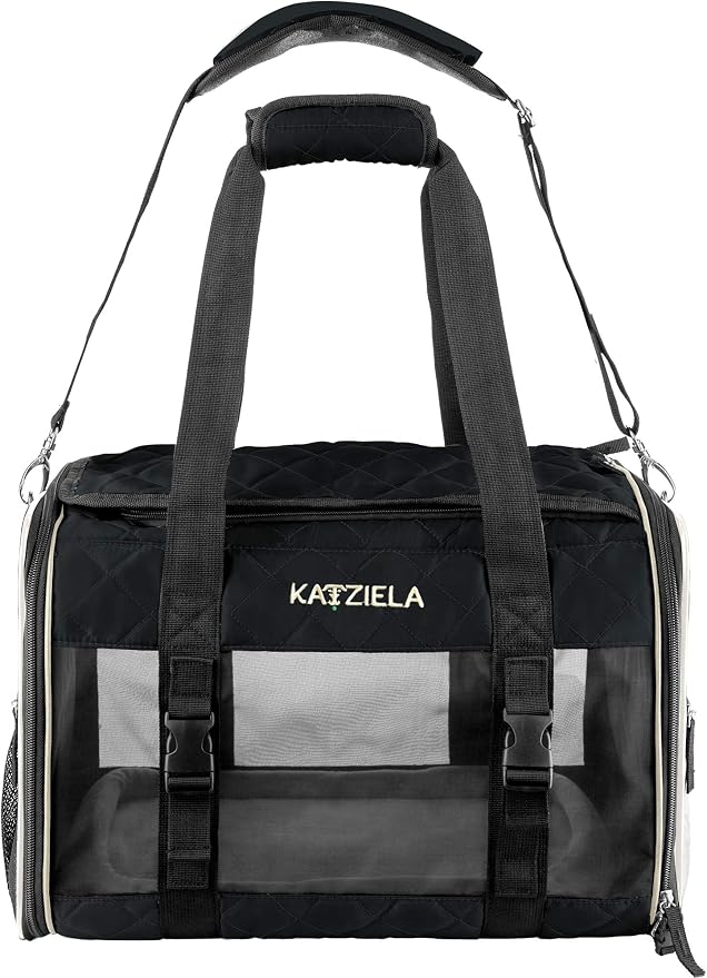 Katziela Deluxe Quilted Airline Approved Pet Dog & Cat Carrier by Katziela