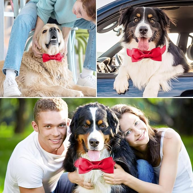 Segarty Dog Bowties for Extra Large Dogs Neck Girth 16.5-21.3in, Adjustable Red - Image 3