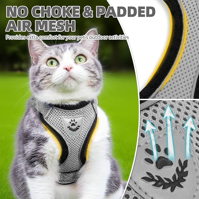 PUPTECK Cat Harness and Leash Set Escape Proof Reflective Cat Walking Harness - Image 2