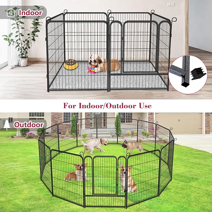 Dog Playpen, 32inch 10 Panels Outdoor Dog Fence Indoor Dog Pen Anti-Rust Pet - Image 8
