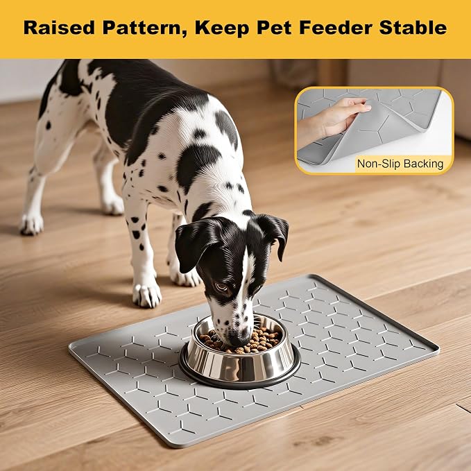 Pieviev 24''x16'' Dog Cat Food Bowl Mat, Silicone Waterproof Food Grade Pet - Image 7