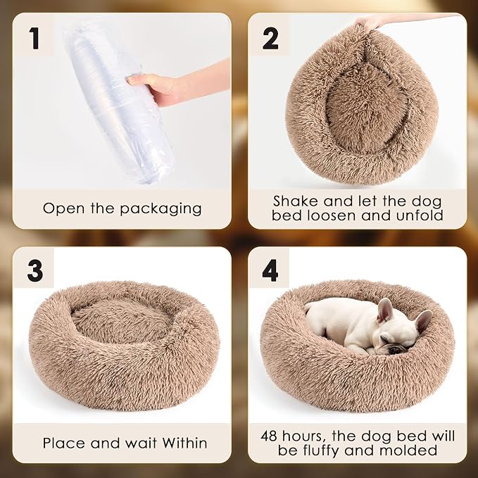 Dogs Bed for Small Dogs, Anti-Anxiety Washable Round Bed - Image 7