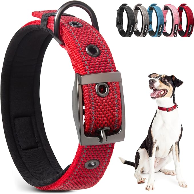 PetiFine Dog Collar for Large Dogs, Neoprene Padded and Adjustable, Reflective by PetiFine