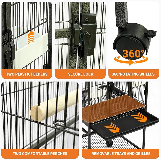 Large Bird Cage, 40.5" H Big Bird Cage - Image 3