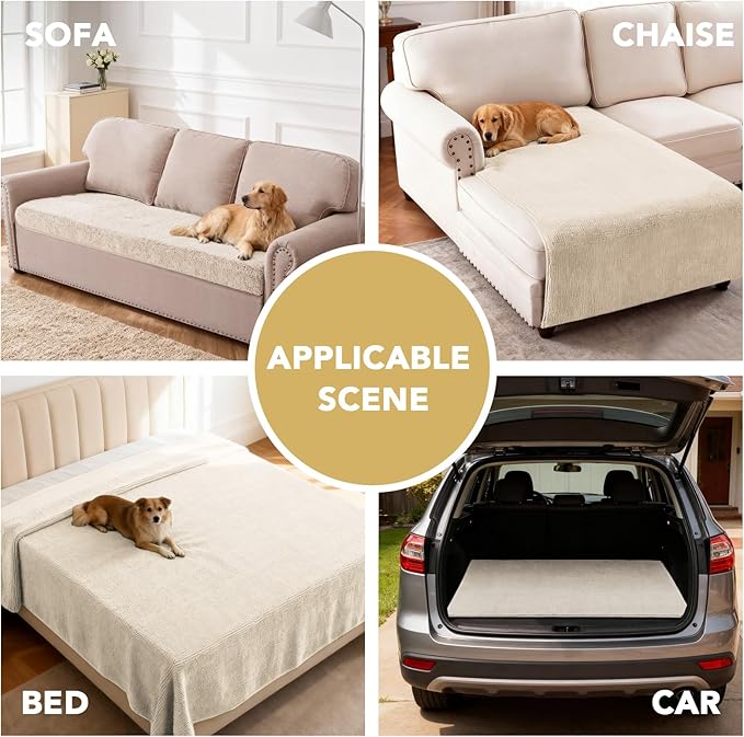 H.VERSAILTEX Non Slip Pet Couch Cover Chenille Dog Bed Protector Thick Soft - Image 6