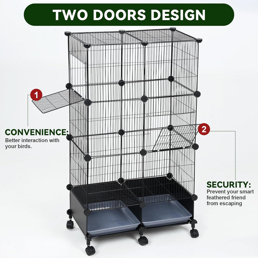 VISCOO 46-Inch Metal Bird Cage with Wooden Perches - GlobalHabitat Supply