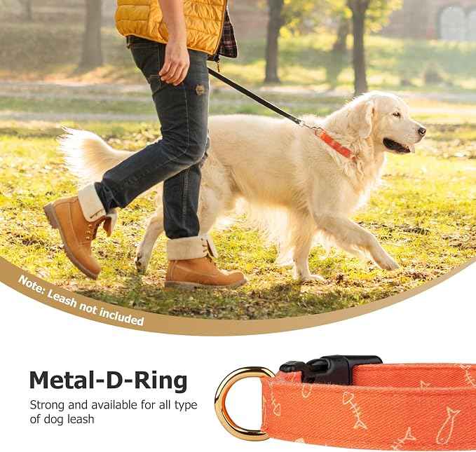 Cotton Handmade Dog Collar Cute and Distinctive Patterns Orange Fish