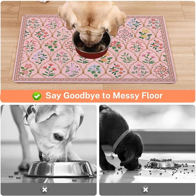 Absorbent Pet Dog Bowl Mat for Food and Water, Pet Cat Food Feeding Mat - Image 3