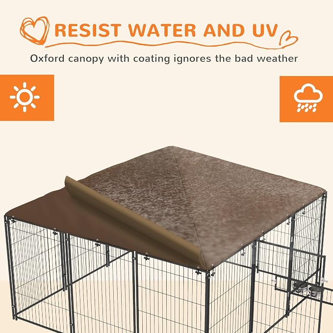PawHut Outside Dog Kennel, Garden Playpen Fence Crate Enclosure Cage Rotating - Image 4