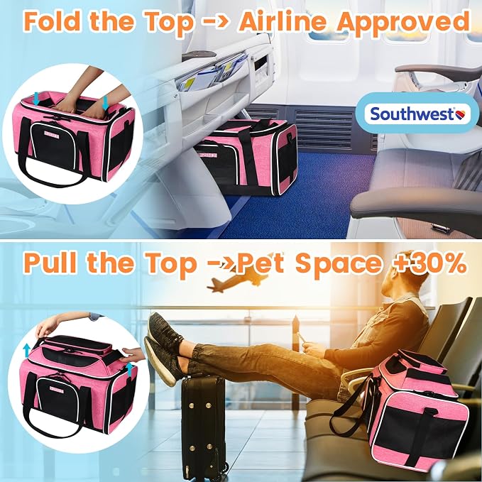 Petskd Top-Expandable Pet Carrier 18x13x9.5 Inches Southwest Airline Approved - Image 2