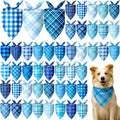 Abbylike 50 Pcs Plaid Dog Bandanas Bulk Blue Checkered Bandanas by Abbylike