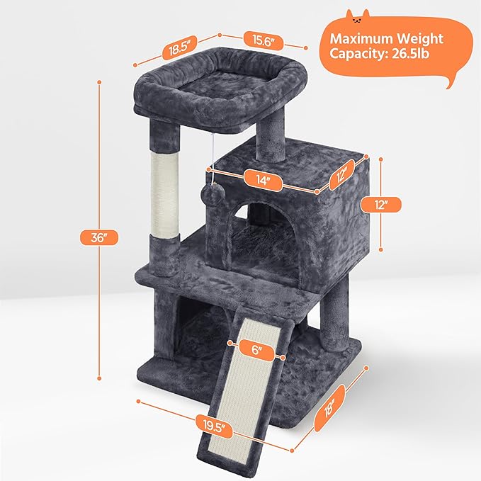 Yaheetech Cat Tree for Indoor Pets, 36in Tower Condo w/Extra Large Perch - Image 3