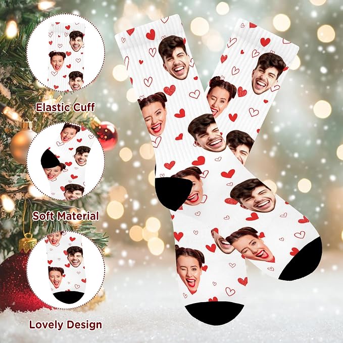 D-Story Custom Face Socks, Personalized Photo Picture on Socks, Unisex Athletic - Image 4