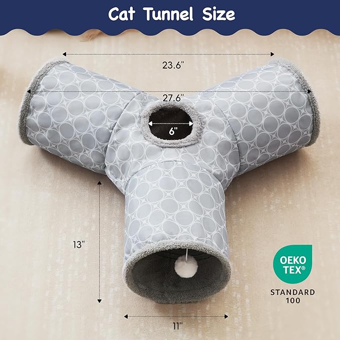 Tempcore Pet Cat Tunnel Tube Cat Toys 3 Way Collapsible, Cat Tunnels - Image 2