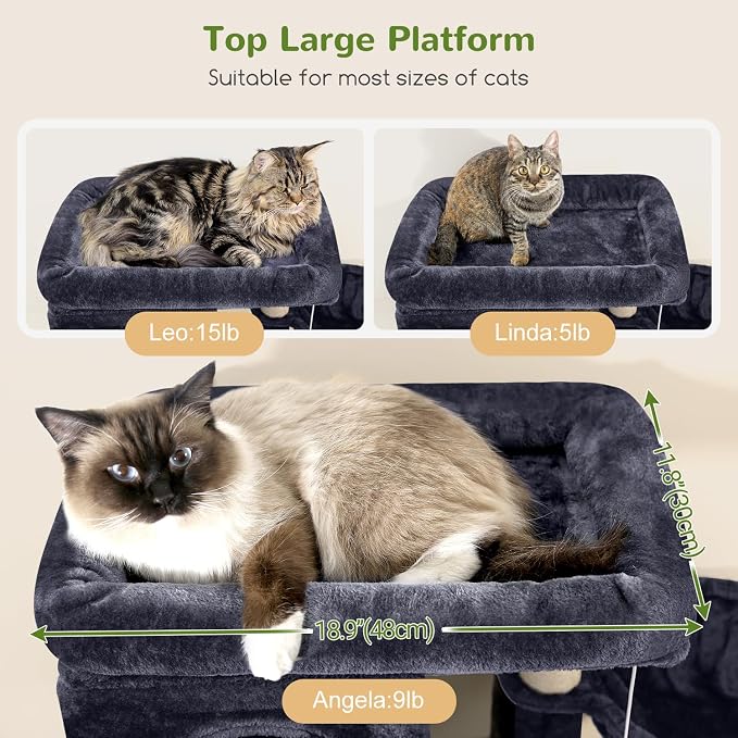 Globlazer Corner Cat Tree 66 inch Multi-Level Climbing Tower Kitty Condos Cat - Image 2