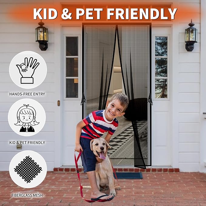 Fiberglass Magnetic Screen Door Fit Door Size 48 x 80 in- Heavy Duty Fiberglass - Image 4