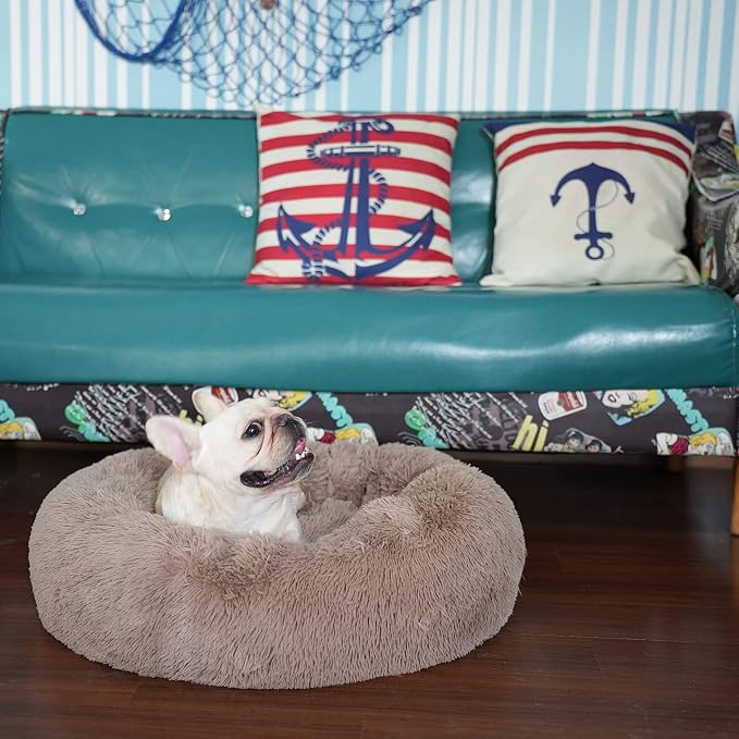 Calming Donut Dogs Beds for Small Dogs Washable, 23inch Plush Round Pet Bed for - Image 6