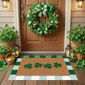 Tinideya 2 Pcs St. Patrick's Day Door Mat Shamrock Welcome Non Slip Green and by Tinideya